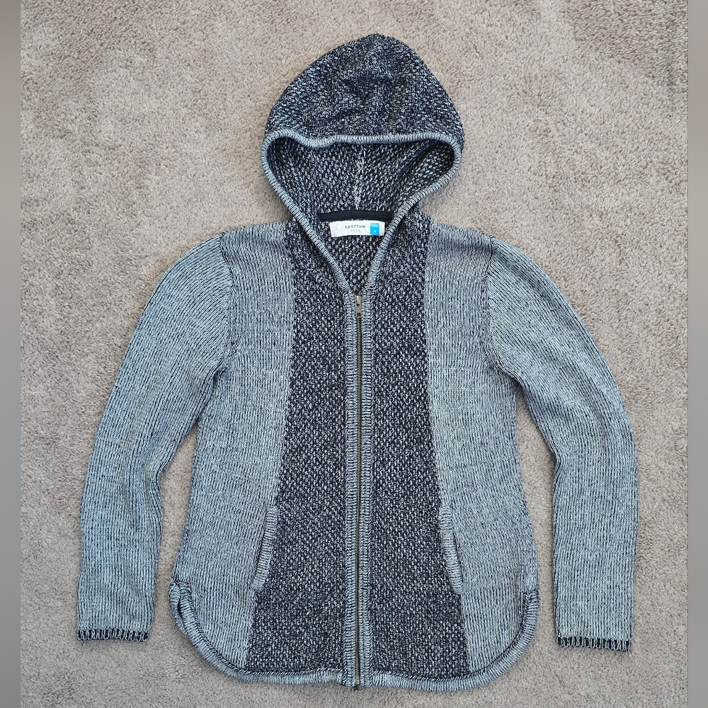 Anthropologie Sparrow Women's Gray Hooded Zip-up Cardigan Sweater Sz Medium